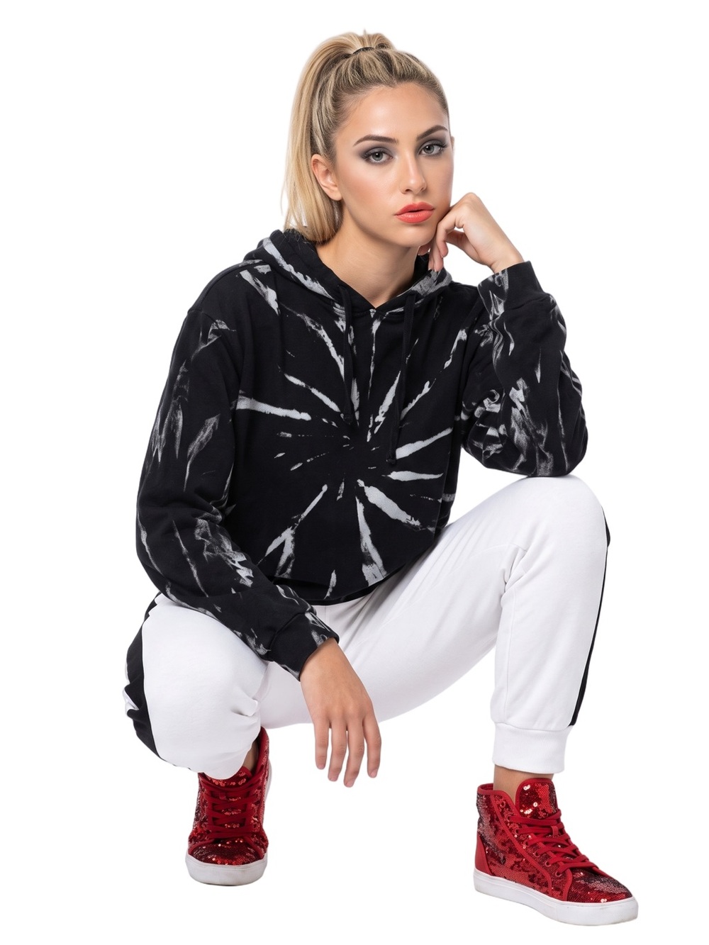 TUHMARAS Black gray tyedye pullover hoodie boxy relaxed fit soft Cotton fabric - Picture 8 of 11